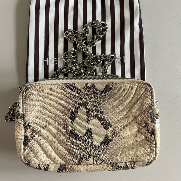 Henri Bendel Snakeskin Embossed Leather Crossbody with Chain Strap - Picture 2 of 9